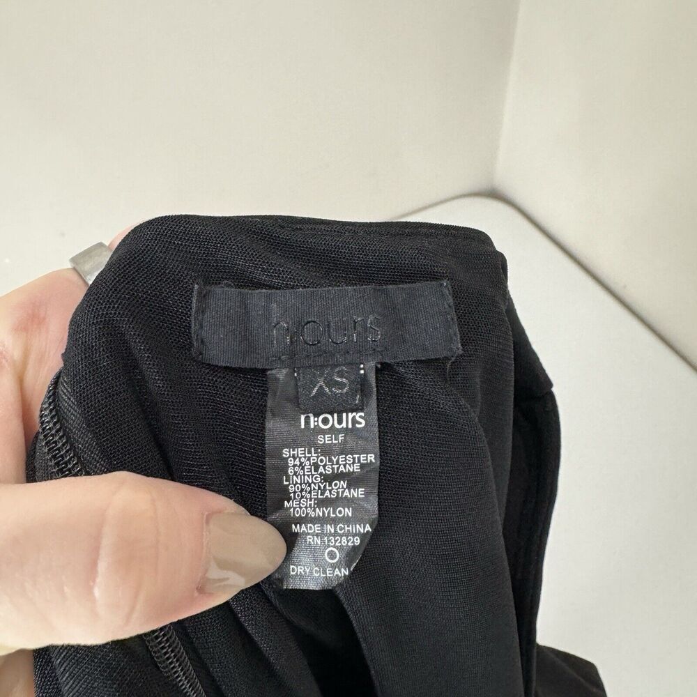 H:Ours Womens Dress Extra Small Black Fitted Asymmetrical Neckline Cocktail LBD - Picture 12 of 12